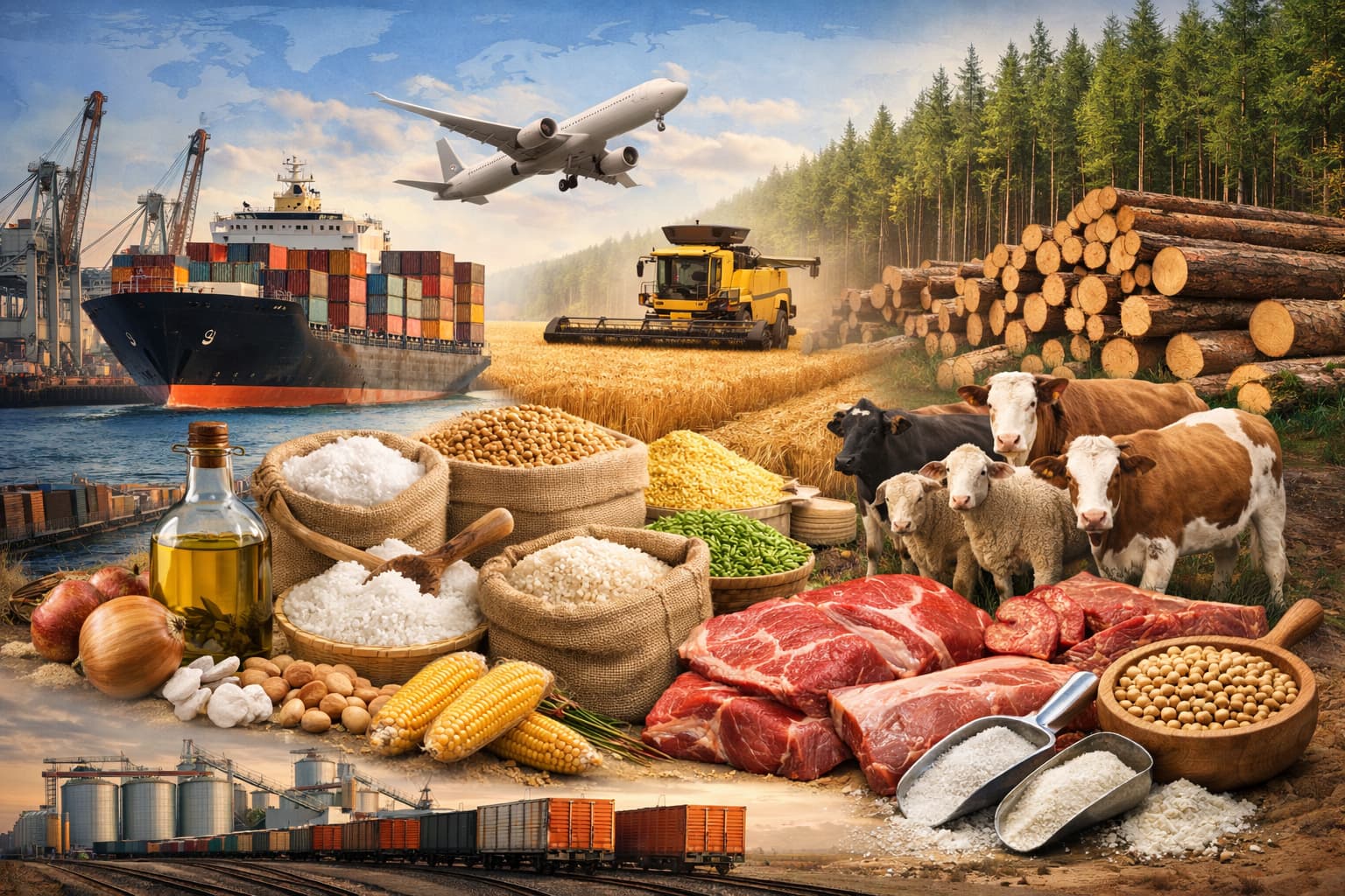 Bulk food, agricultural, timber and meat products